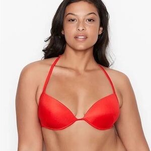 Victoria’s Secret Shine Strap Full Coverage Push-Up Swim Top in Lipstick Red
